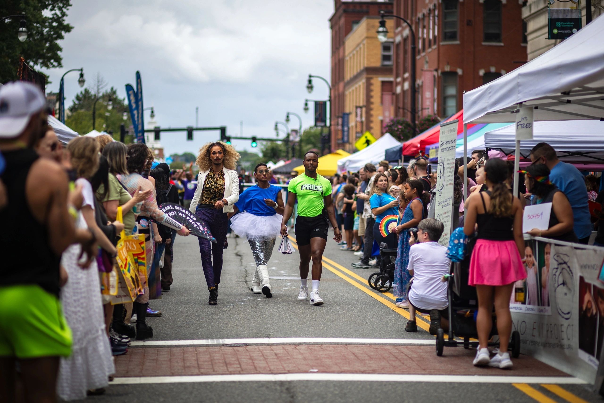 Performers and festival-goers celebrate at Pride Worcester, showcasing community and color in the heart of the city (photo courtesy)