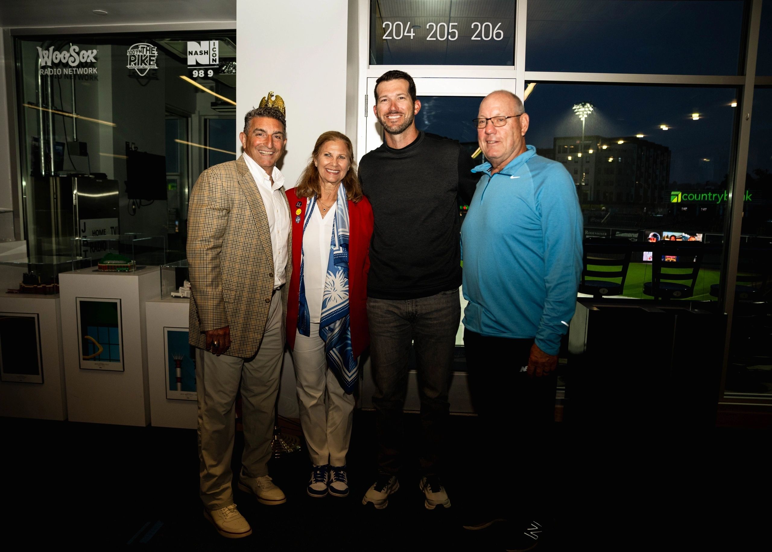 Left to right: J.P. Ricciardi, Janet Marie Smith, Chad Tracy, Rich Gedman (photo by Tayla Bolduc, Worcester Red Sox)