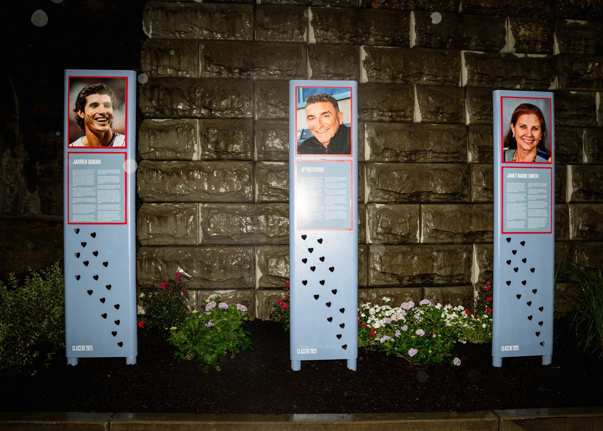 Hall monuments left to right: Jarren Duran