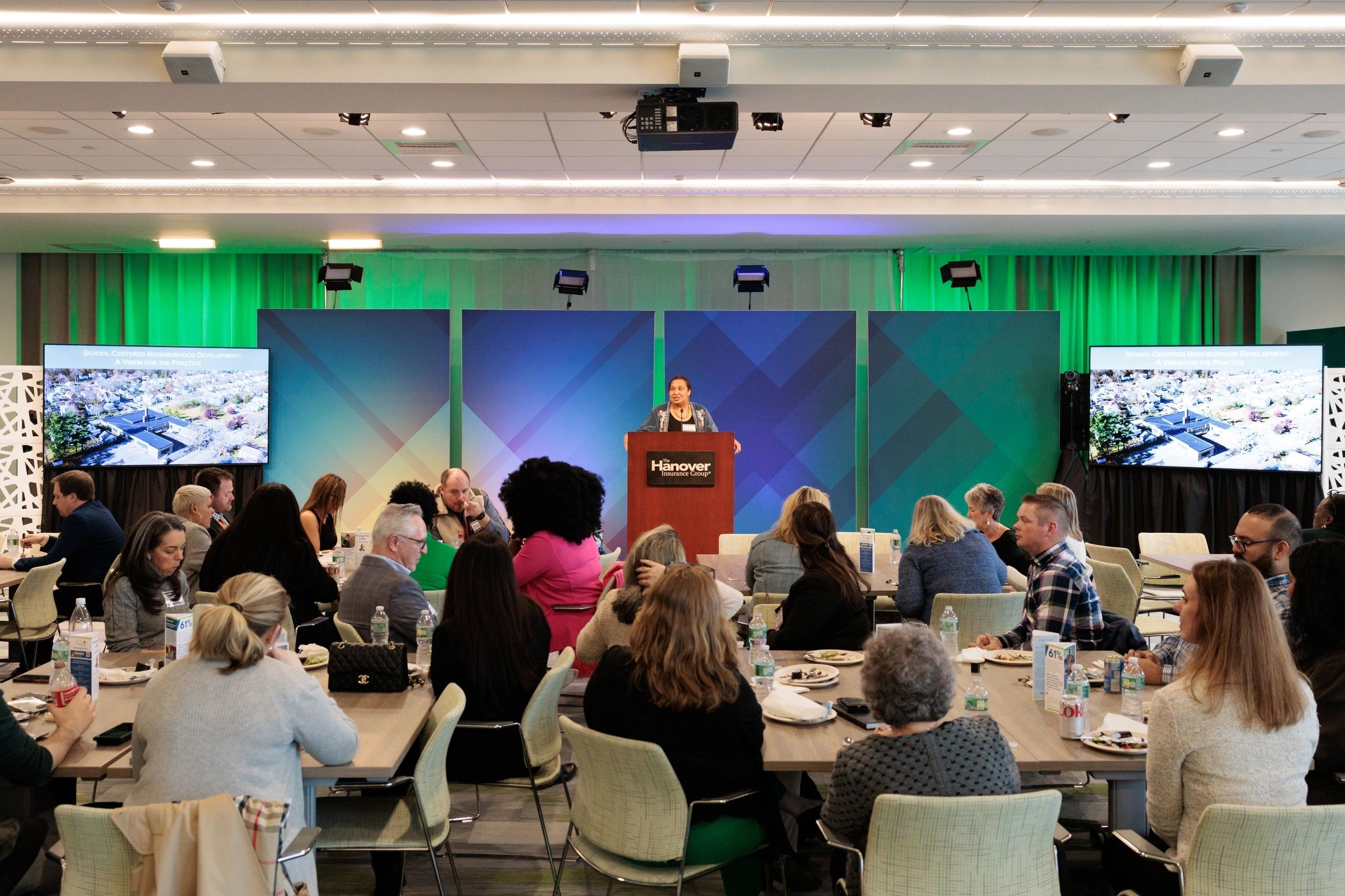 Group luncheon with Executive Director Jennifer Davis Carey speaking at a recent WEC event (photo submitted)