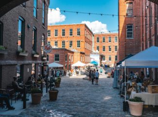 The Worcester Bazaar taking place in the courtyard of 100 Grove St. (photo By Adam Gopin)