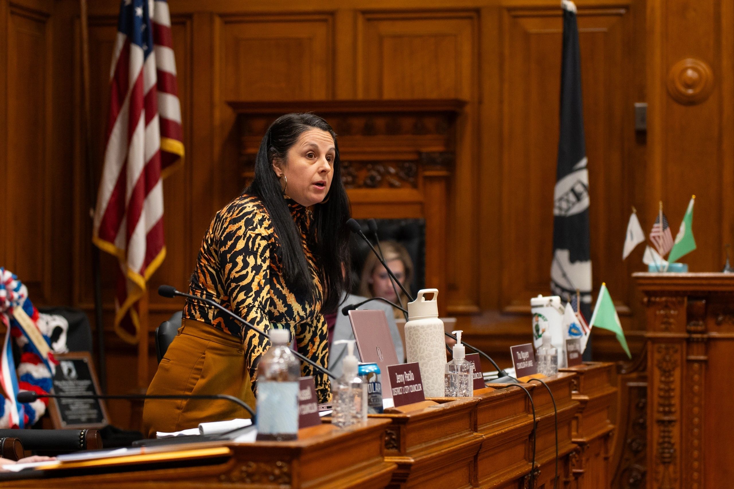 Councilor Etel Haxhiaj added some background on steps that were previously made regarding keeping chickens in Worcester (photo by Bromly Domingo/the Worcester Guardian)