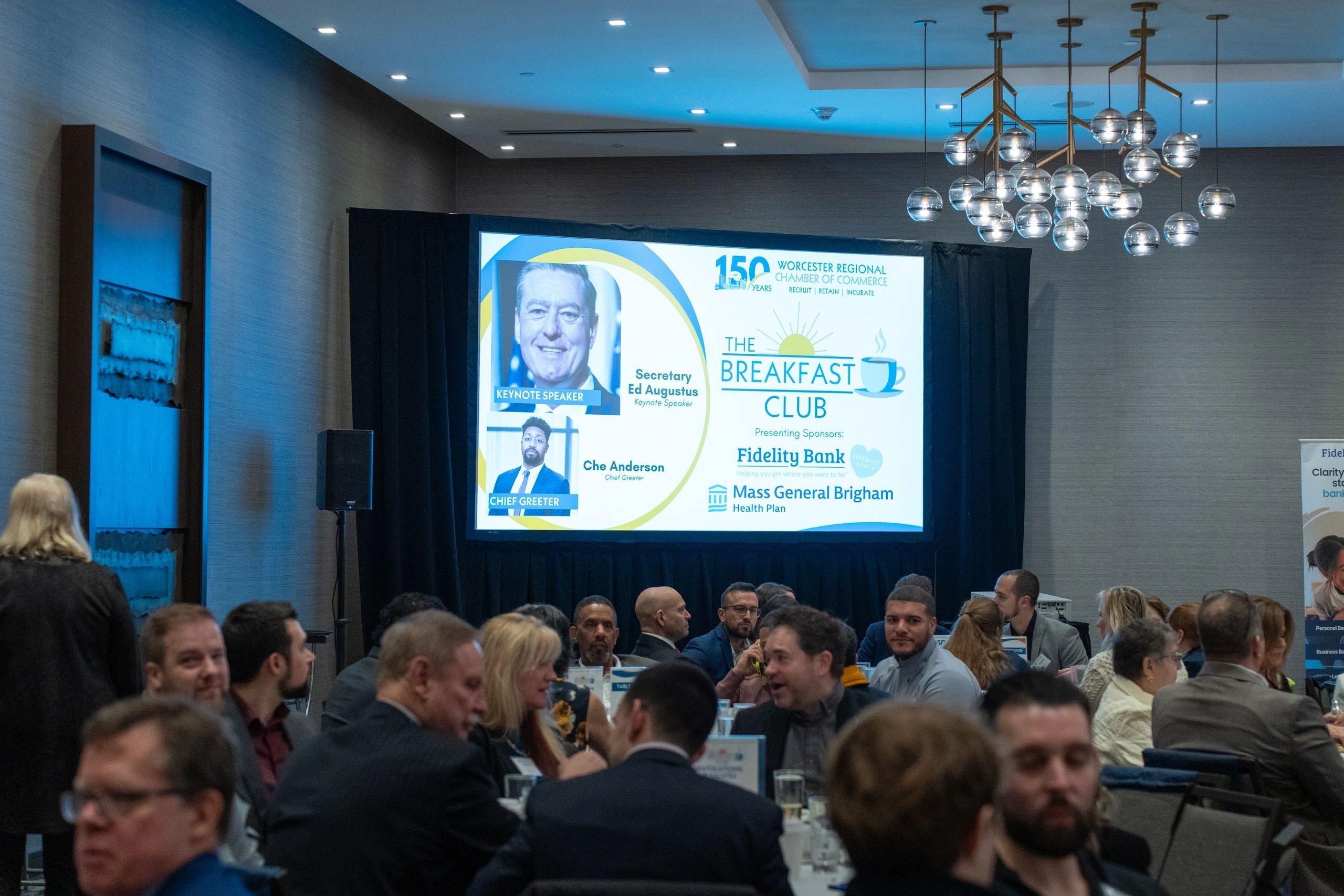Housing secretary Ed Augustus addressed a packed house at the chamber breakfast (photo by Bromly Domingo/the Worcester Guardian)
