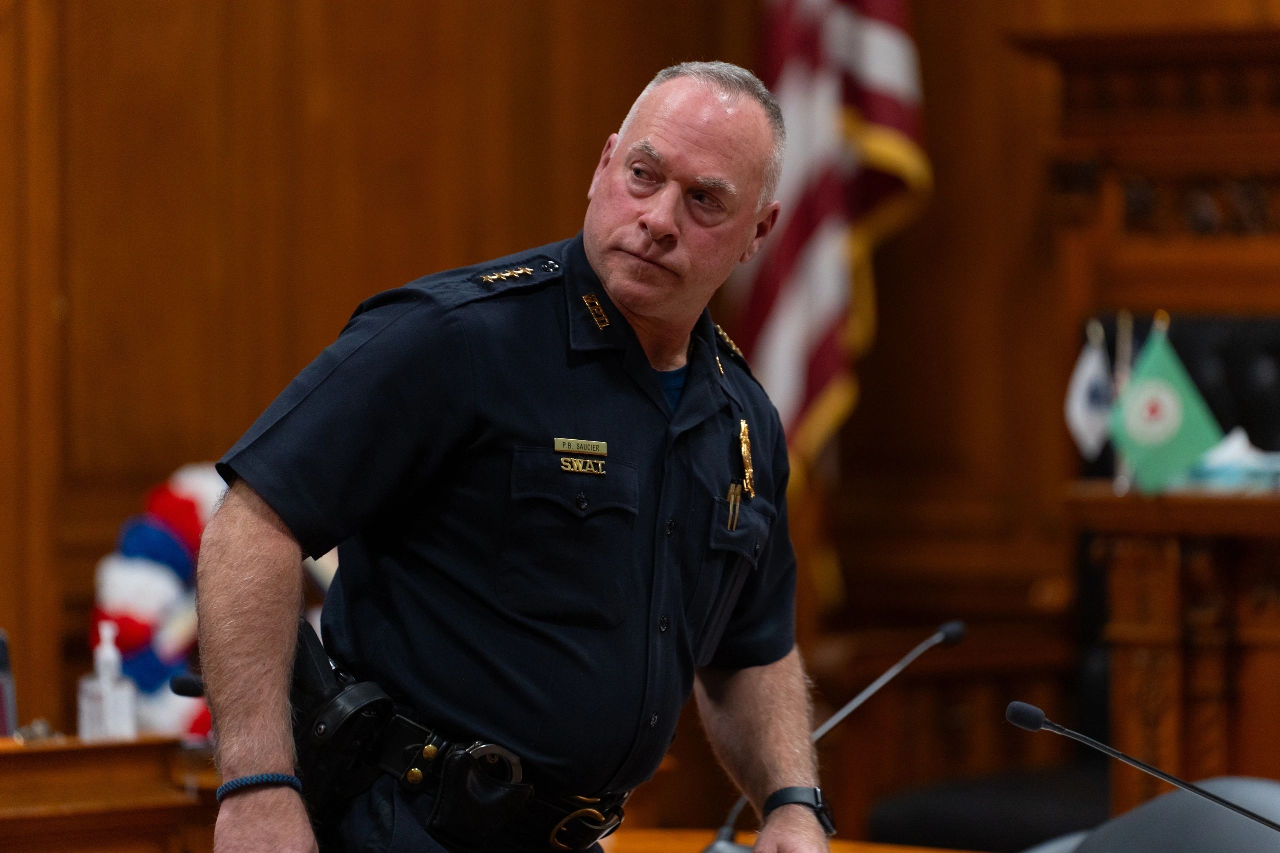 Chief Paul Saucier is on the city council agenda to talk about ShotSpotter and hate crimes data (photo by Bromly Domingo/the Worcester Guardian)