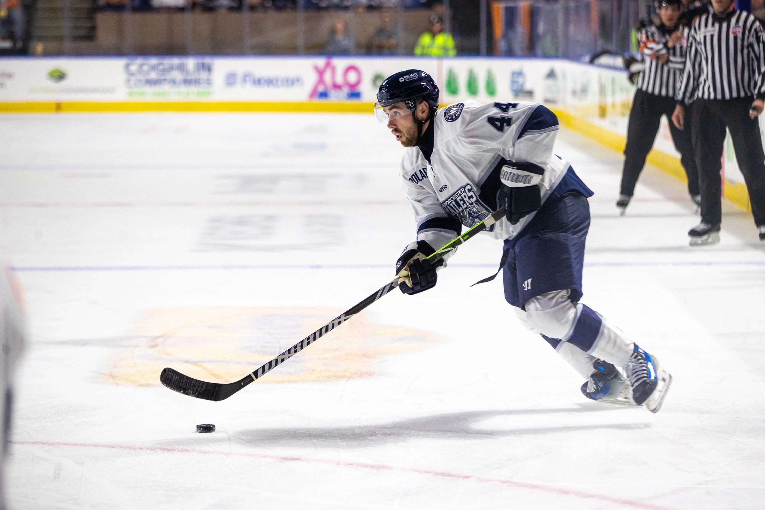 Coach Nick Tuzzolino said Anthony Callin is "such a solid player...he helps us all over the ice" (photo credit Ben Schenck)