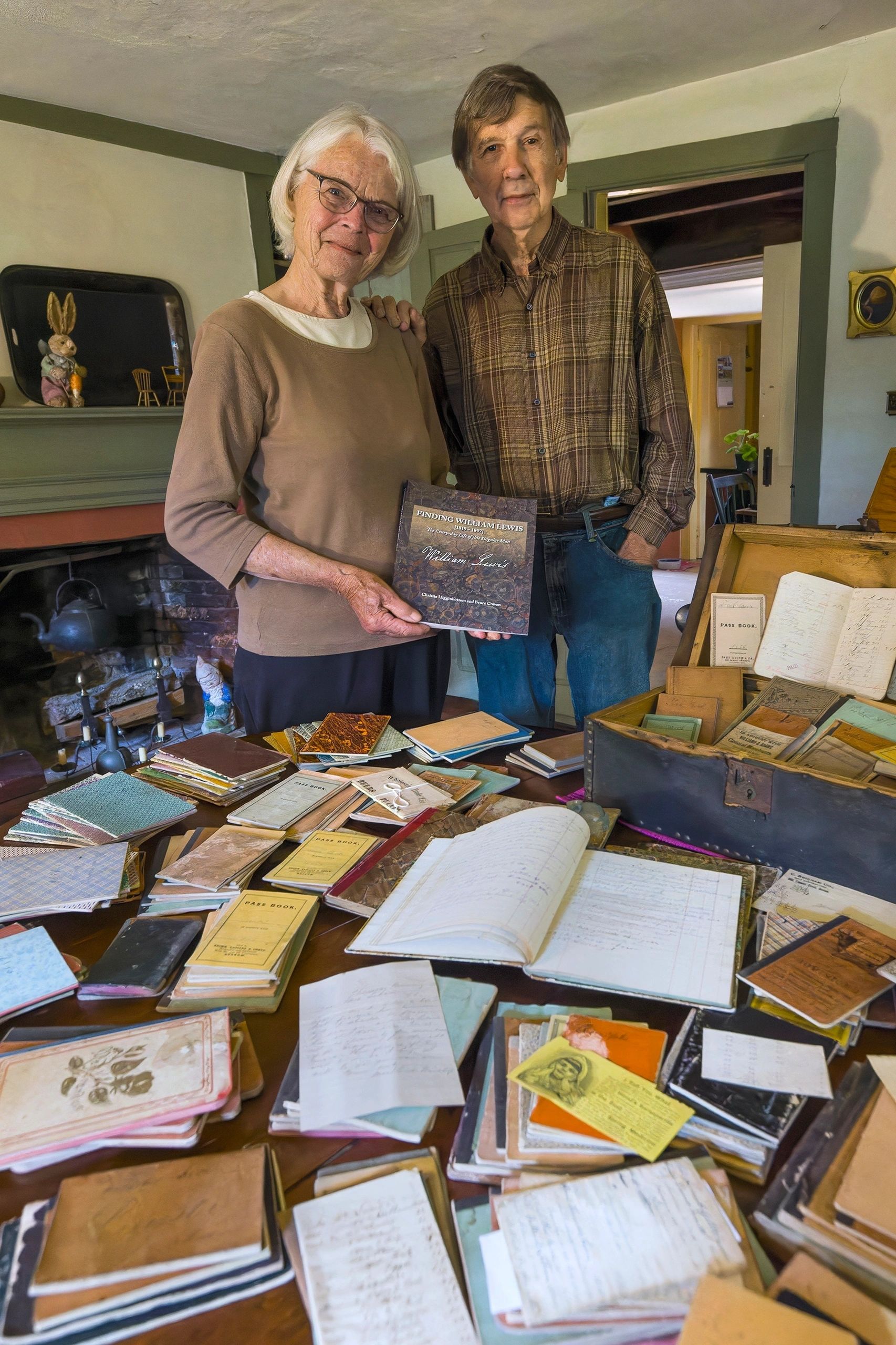 Christie Higginbottom and Bruce Craven of Leicester discovered William Lewis's journals in a wooden box at the 2012 Tolland Antiques Show (photo courtesy)