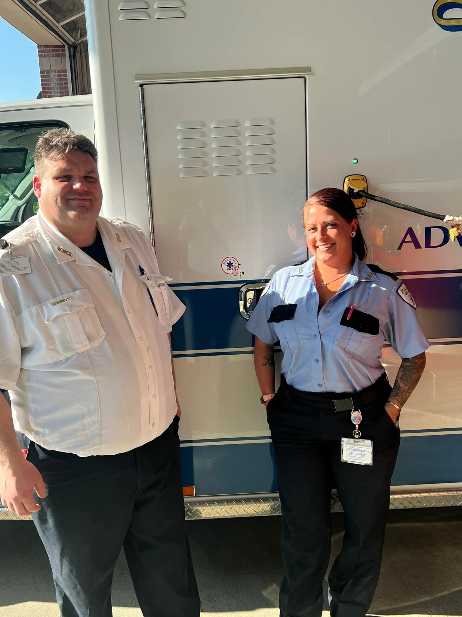 Paramedic Joe DeGennaro and EMT Louise Hammond were awarded stork pins for a successful field delivery of a baby girl (photo submitted)