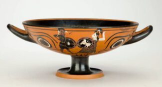 Black-figure kylix (drinking cup)