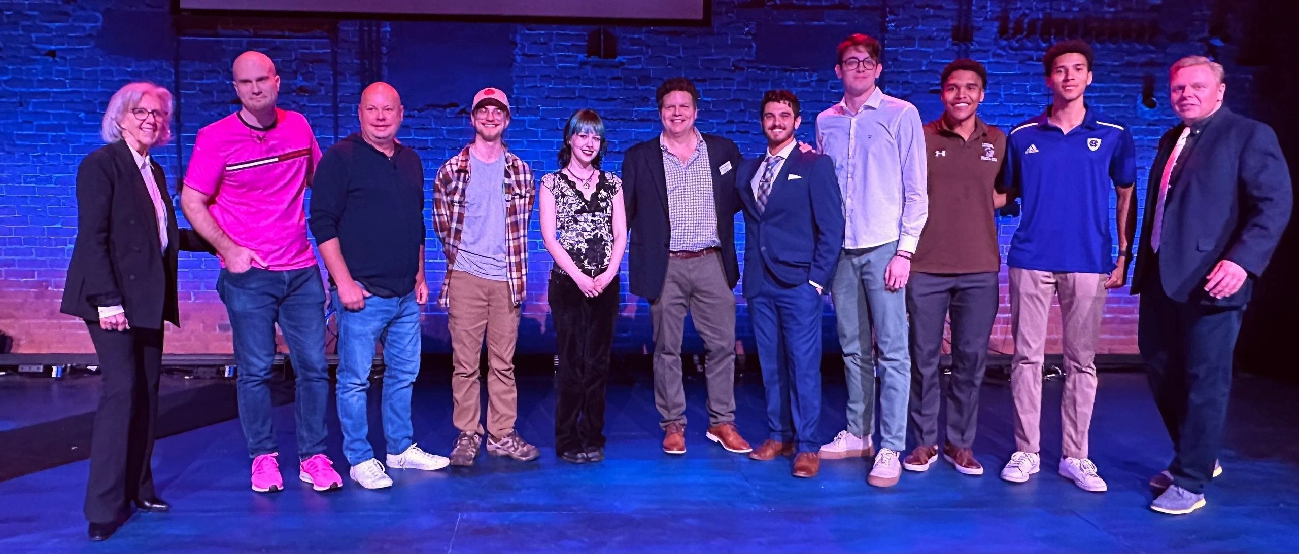 2024 WooTank participants left to right: Margaret McEvoy-Ball, Brian Geisel, Mark Wingertzahn, Owen Chase - Just For Fun Farms (Clark), Sophie Lee - Sophpremacy (Clark), Zachary Dutton, John Pollock -  REIB (Nichols), Pablo Arnau-My-Barks (Nichols), Logan & Skyler Mott - Mark-It (Holy Cross), David Peterson-host (photo submitted)