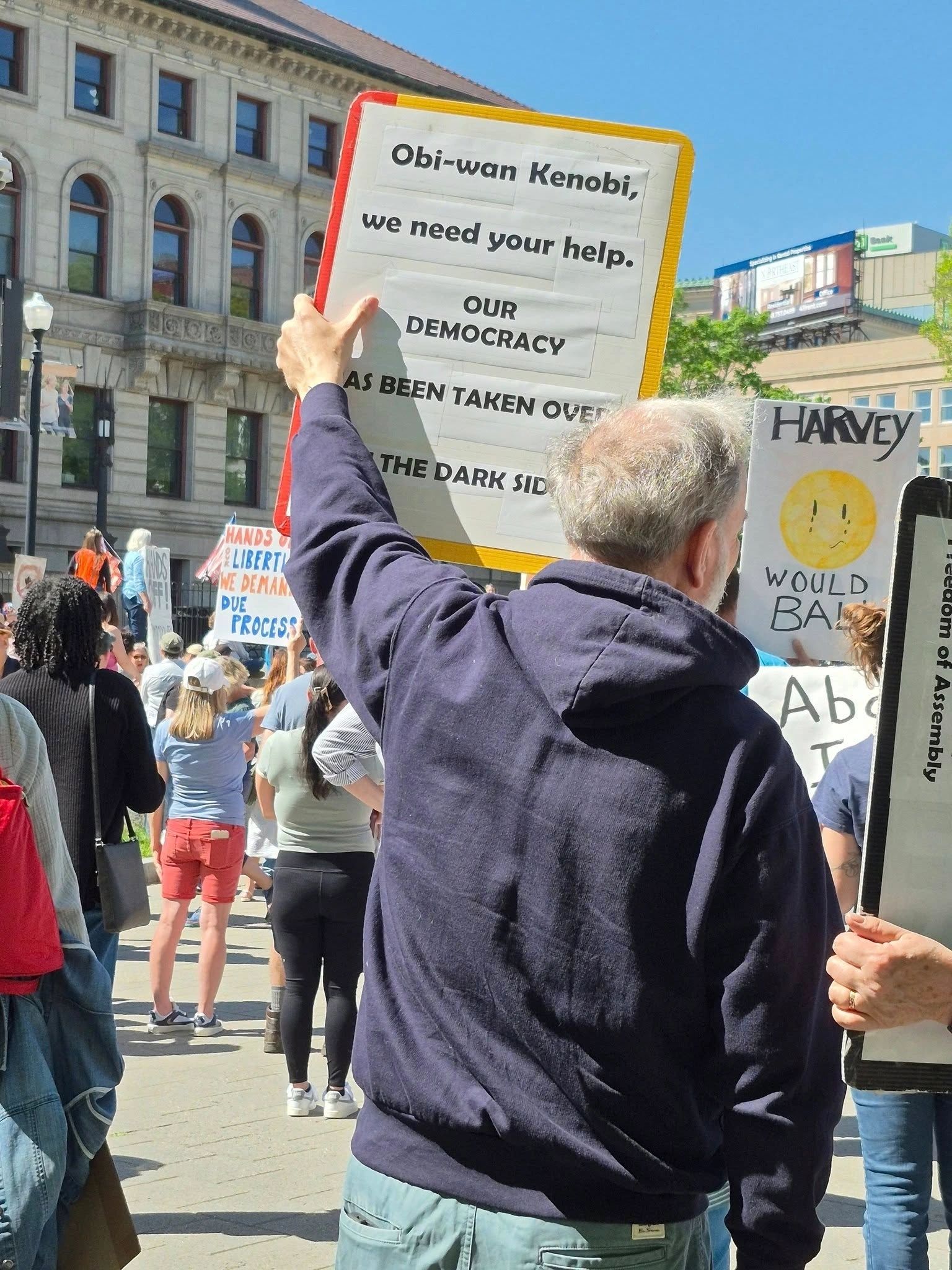 Photo of Sunday's protest at City Hall shared with permission via Kelsey Shays