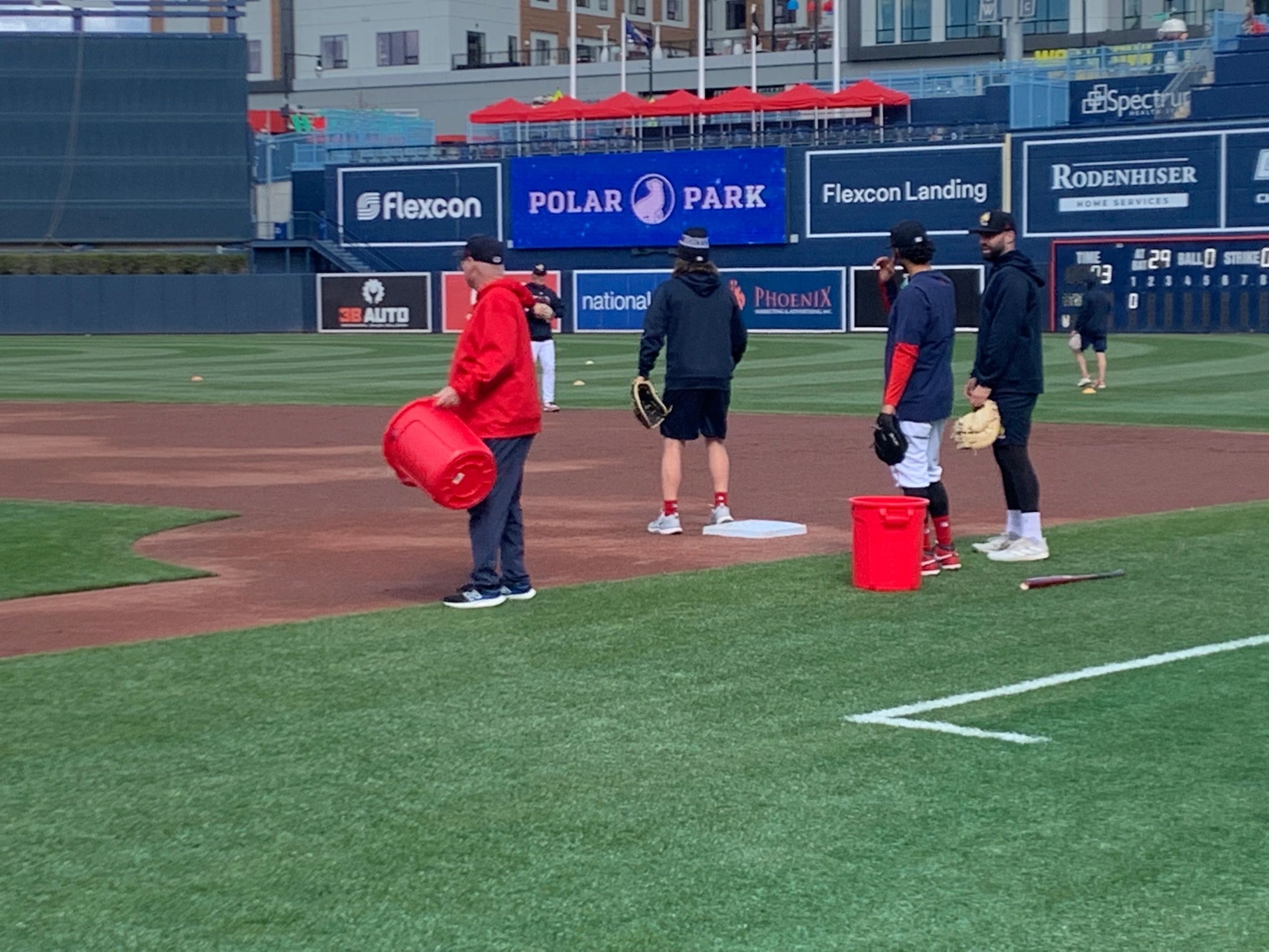 Making sure the field is ready to take on Syracuse, again, on Friday (photo by Bill Ballou)