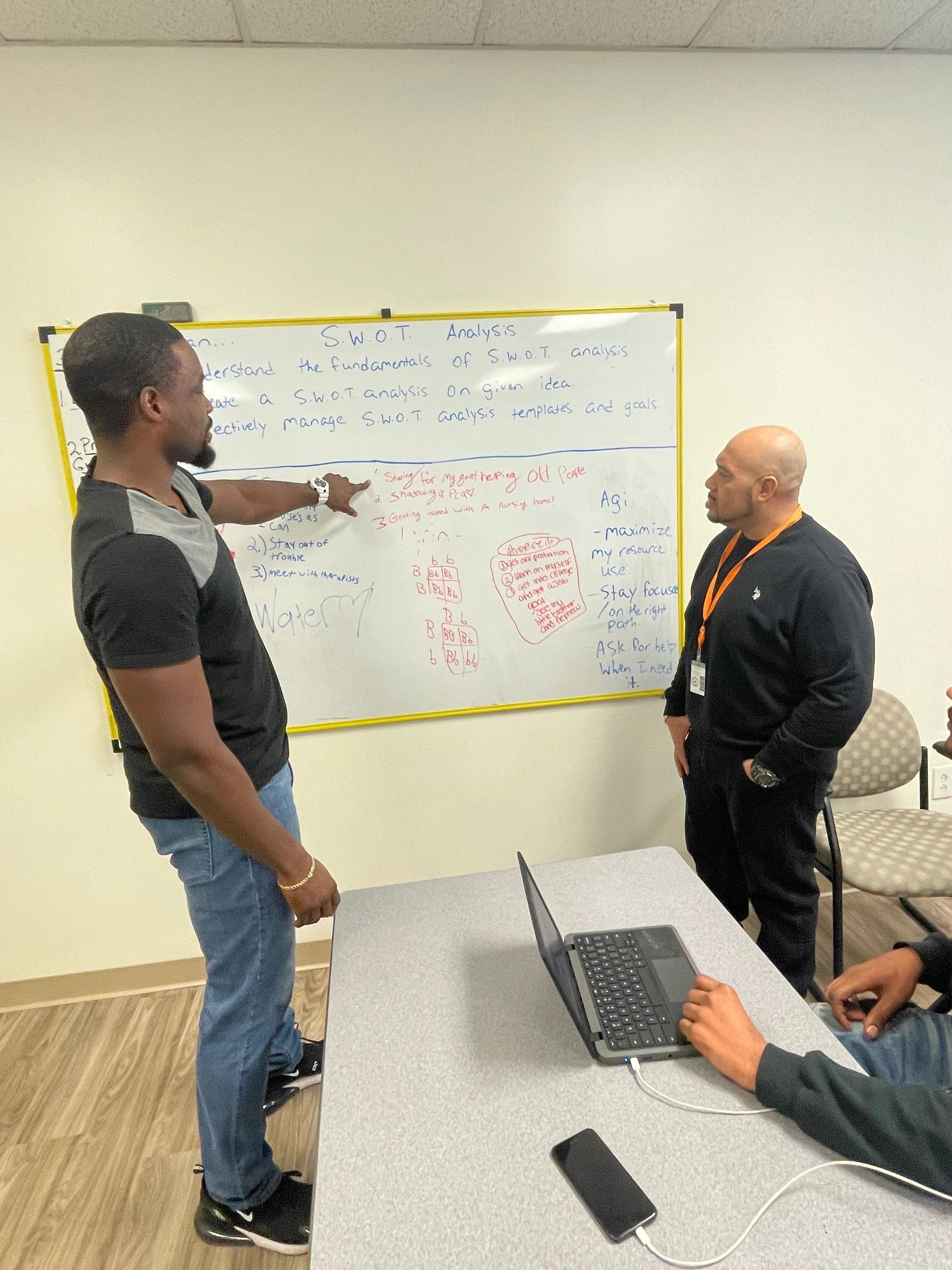 Demek Edmonds making a point while Rocky Gonzalez watches (photo by Bill Doyle)