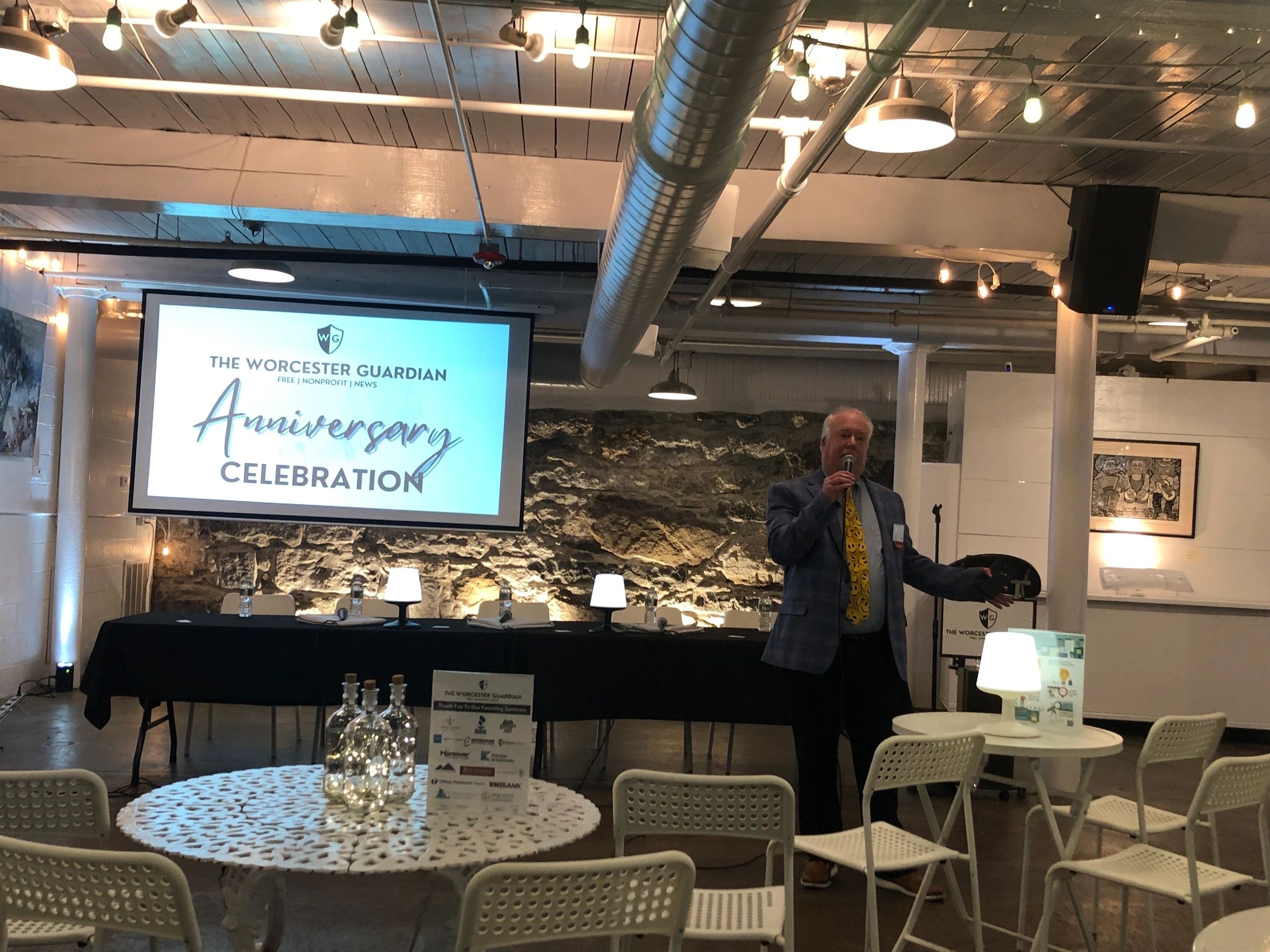Emcee Hank Stolz gets the party started