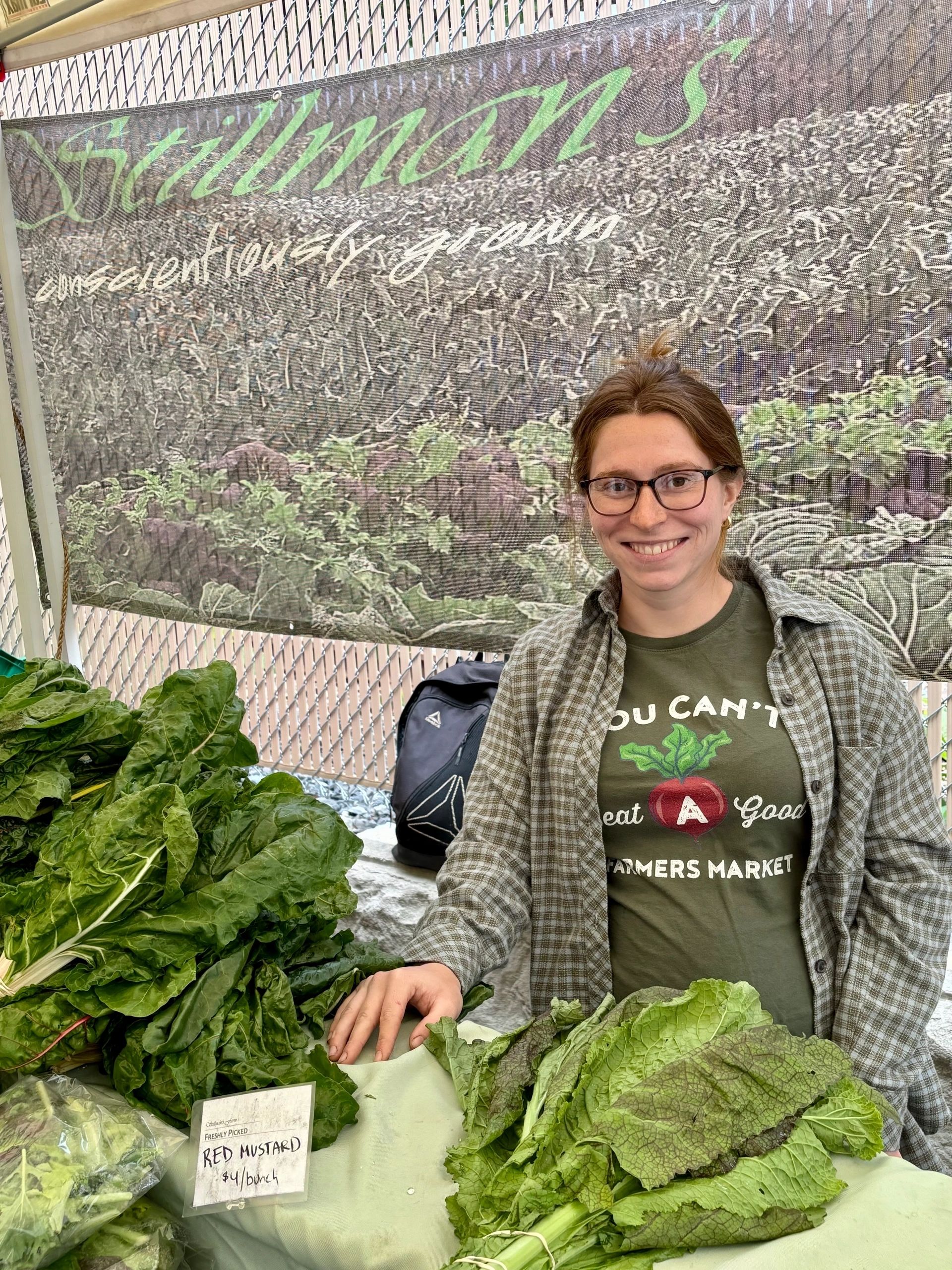 Kristen Stillman of Stillman’s Farm was impressed with the number of people who attended Market on Brussels (photo by Bill Doyle)