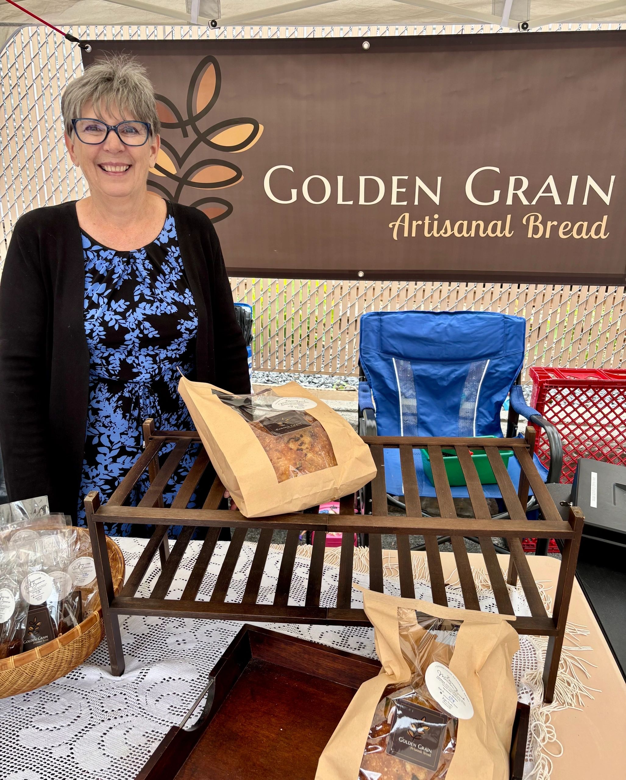 Deb Faucher of Golden Grain Artisanal Bread, which sold out quickly (photo by Bill Doyle)
