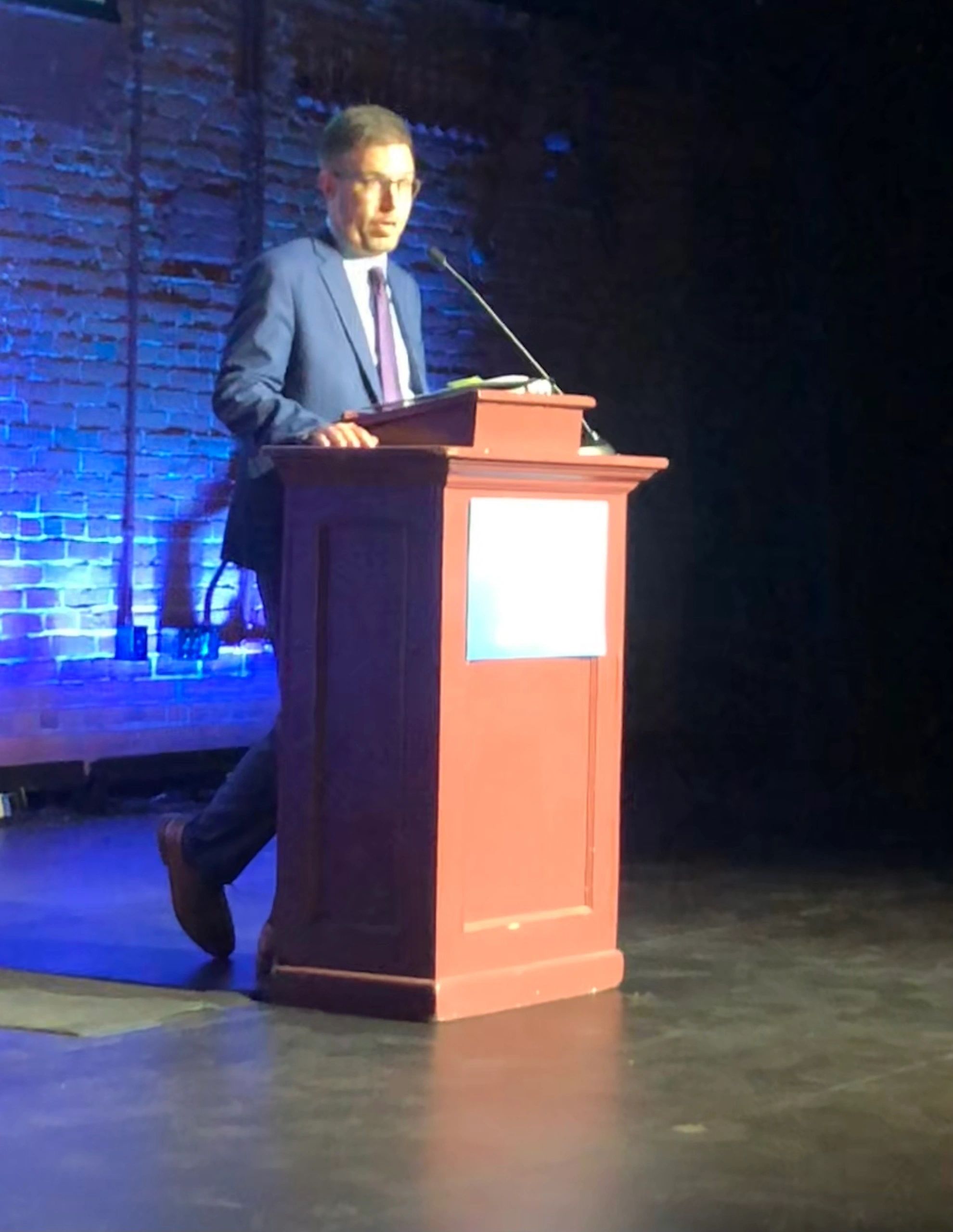 Paul Matthews, CEO of the Worcester Regional Research Bureau,, the host of this year's address (photo by Charlene Arsenault)