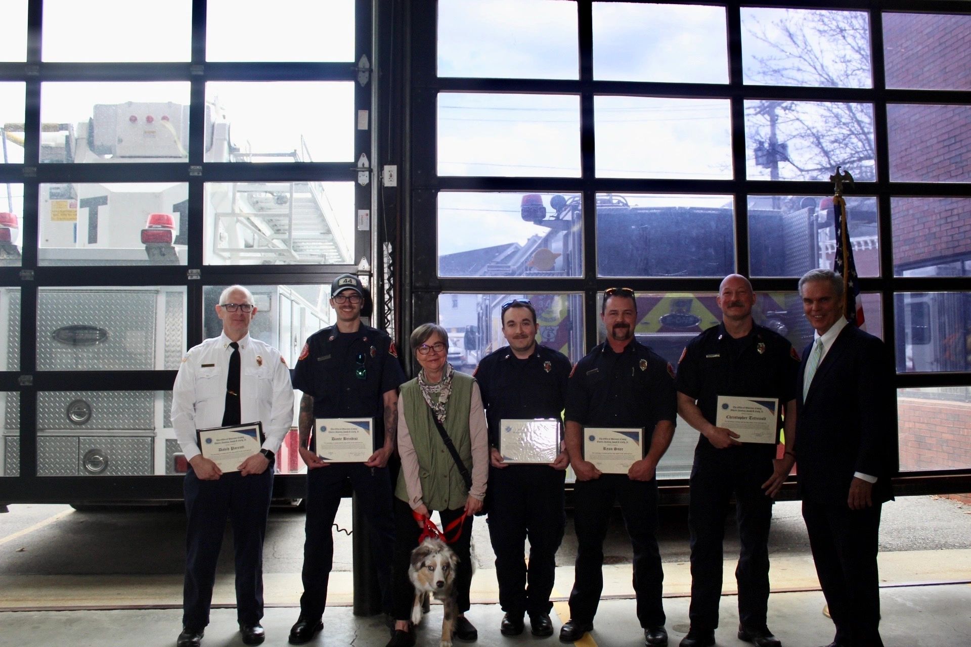 The Northborough Fire Department team sprung to action to save a woman trapped in the icy waters (photo submitted)