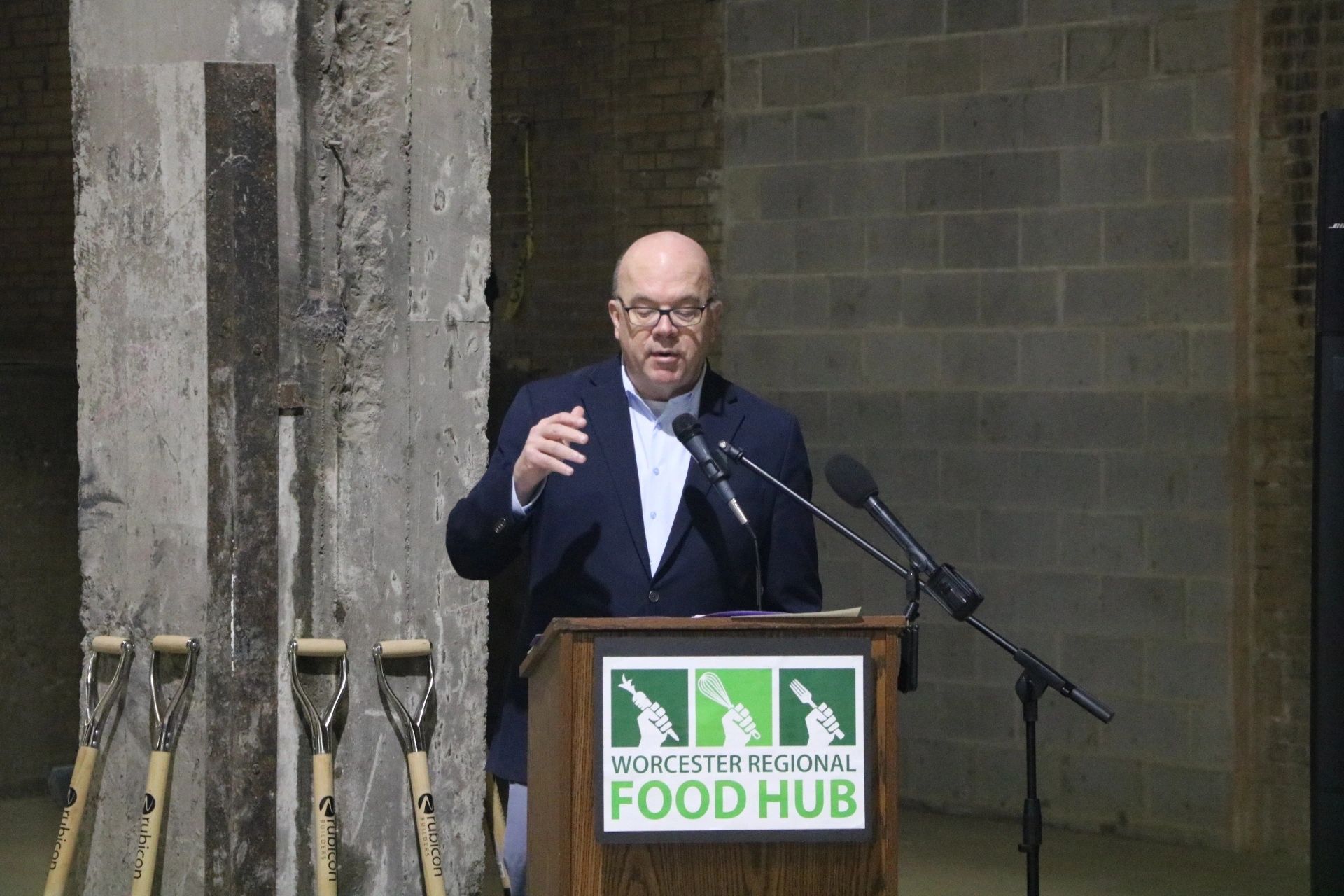 Congressman Jim McGovern speaks at the Worcester Food Hub groundbreaking (photo by Matt Olszewski)