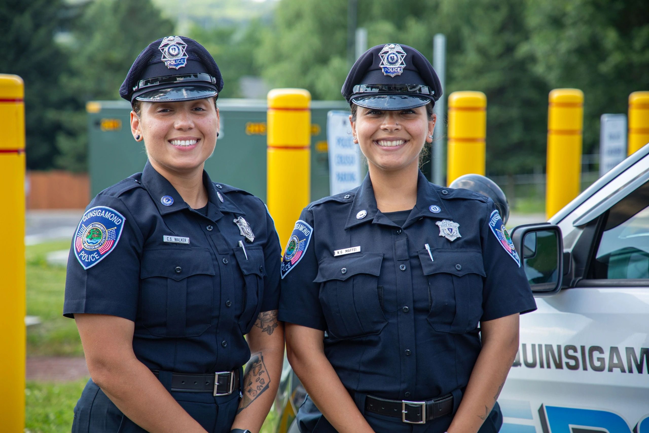 QCC’s new officers Cheyenne Walker (left) and Nicole Maffei (photo by Quinsigamond Community College)