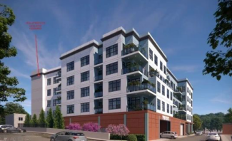 A rendering of a planned 73-unit apartment building at 224 Shrewsbury St.