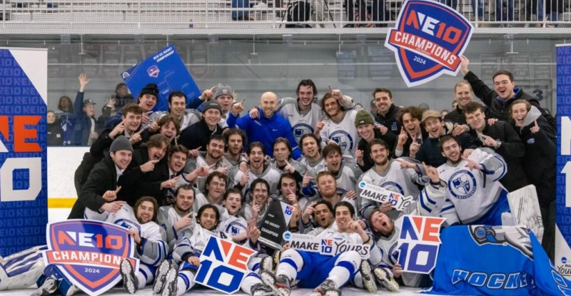 Assumption wins NE-10 men’s hockey tournament title in double OT