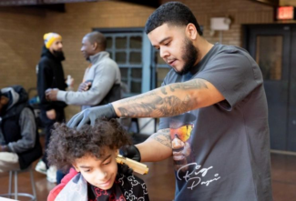 Kids at the Vernon Hill School got haircuts on Monday (photo submitted)