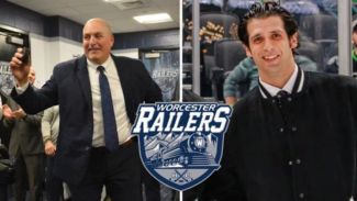 Bob Deraney (L) moves to head of scouting while Nick Tuzzolino (R) shifts to GM/assistant coach (photo via Railers)