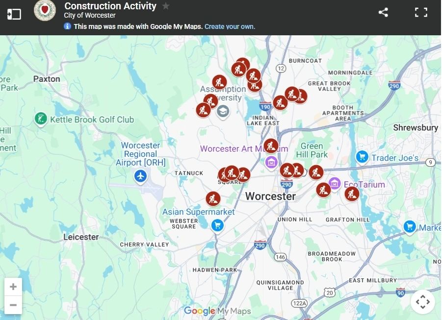 The city's searchable map currently shows about 20 construction projects underway