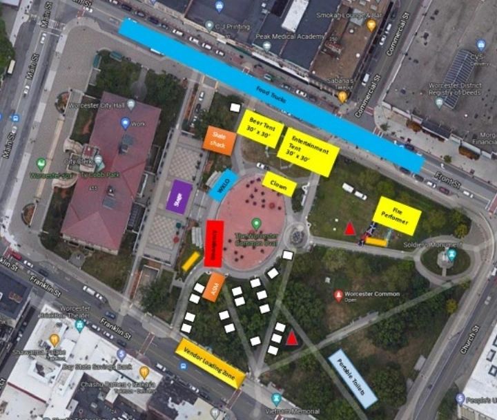 Sample of an event map on Worcester's event page 