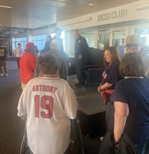 Joe Castiglione signs autographs for fans at Polar Park (photo by Bill Ballou)