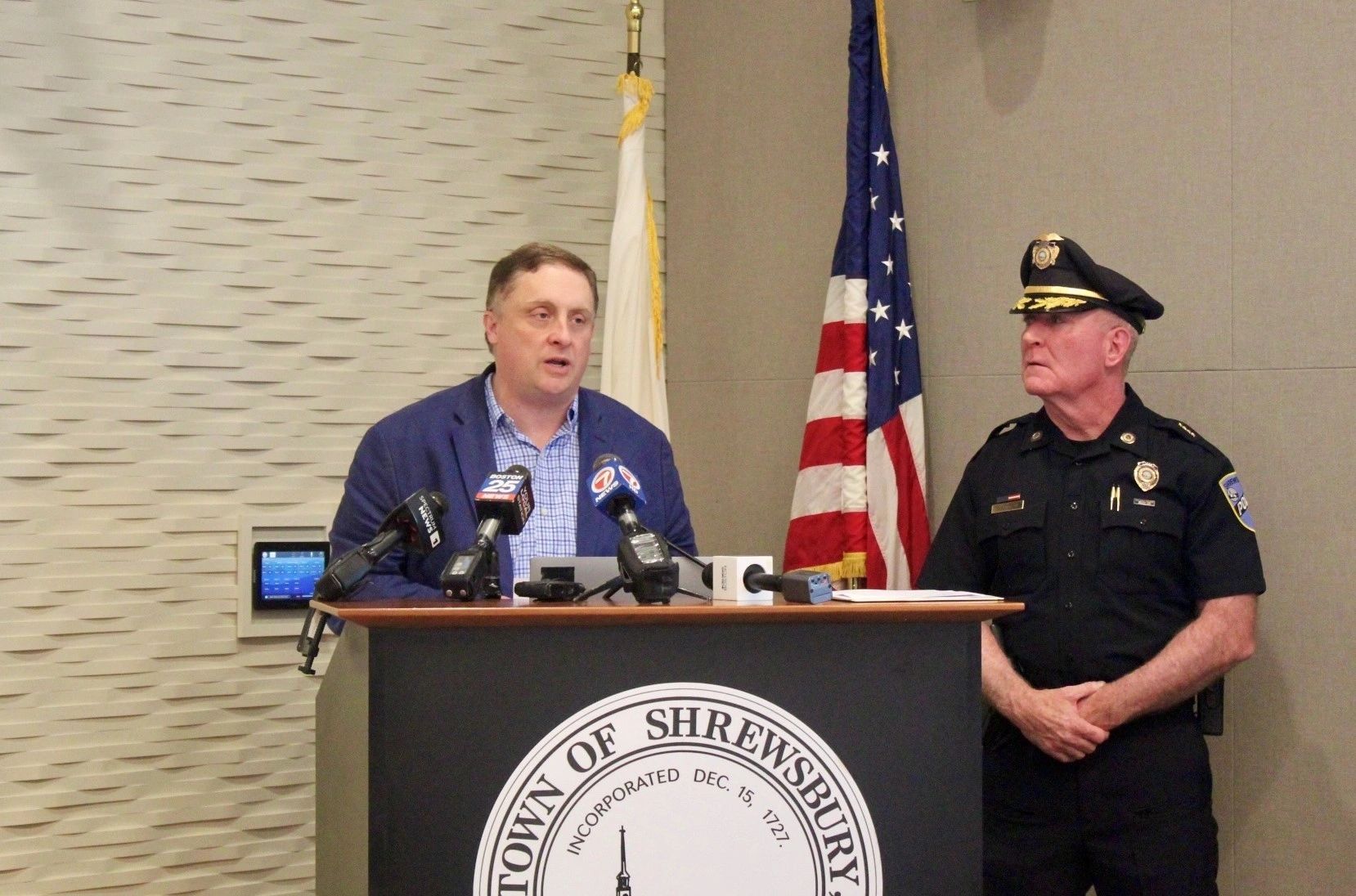 Andy MacIsaac and Shrewsbury Police Chief Kevin Anderson (photo courtesy)