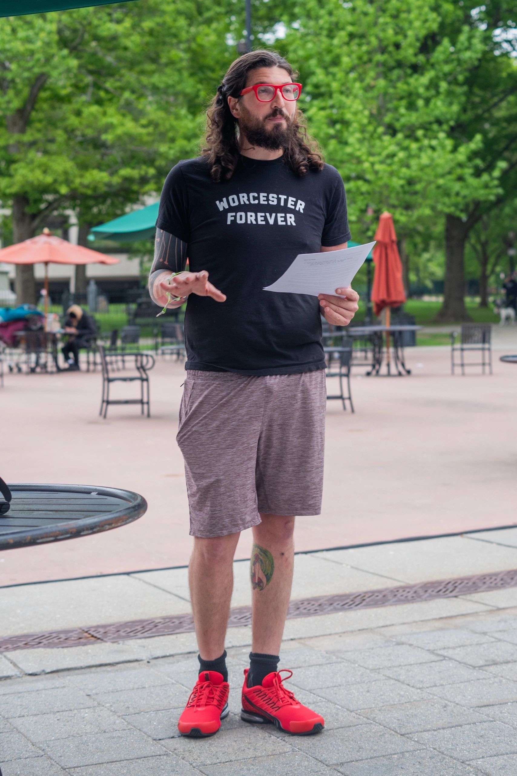 Organizer David Webb is a frequent fixture at City Hall protests and public comment sessions (photo by Steve Smith)