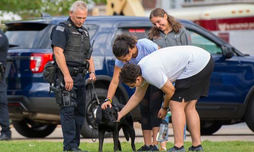 Retiring Bella the police dog joins WPI graduate commencement