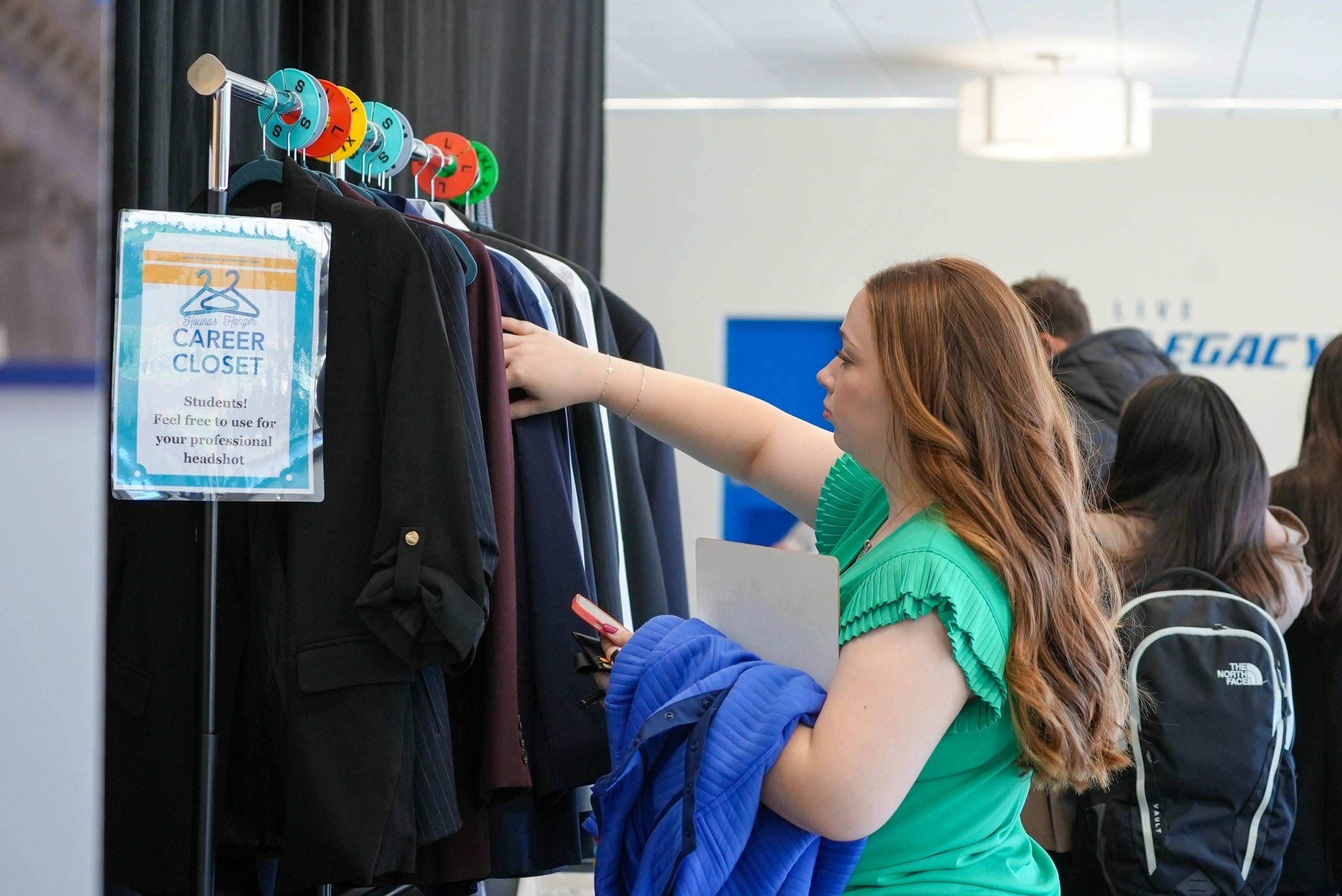 Students can keep the clothing from the Career Closet and use it again beyond the initial event or interview for which it was chosen (photo by Bobby Davis/Assumption University)