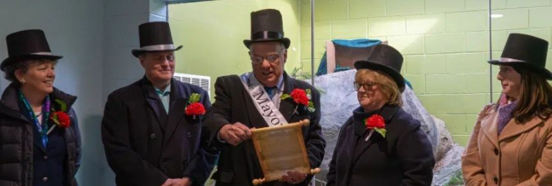 At the EcoTarium, Cornelia in charge of Groundhog Day predictions