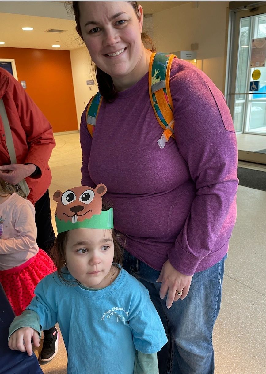 Olivia Barbaresi, 5, made a Groundhog Day craft with her mother Eliza Barbaresi (photo by Sandy Quadros Bowles )
