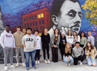 Students from Holy Cross participate in the Scholarship in Action Program in collaboration with the Worcester Cultural Coalition (photo via Holy Cross)
