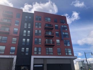 One of the many new apartment complexes downtown (photo by Charlene Arsenault)