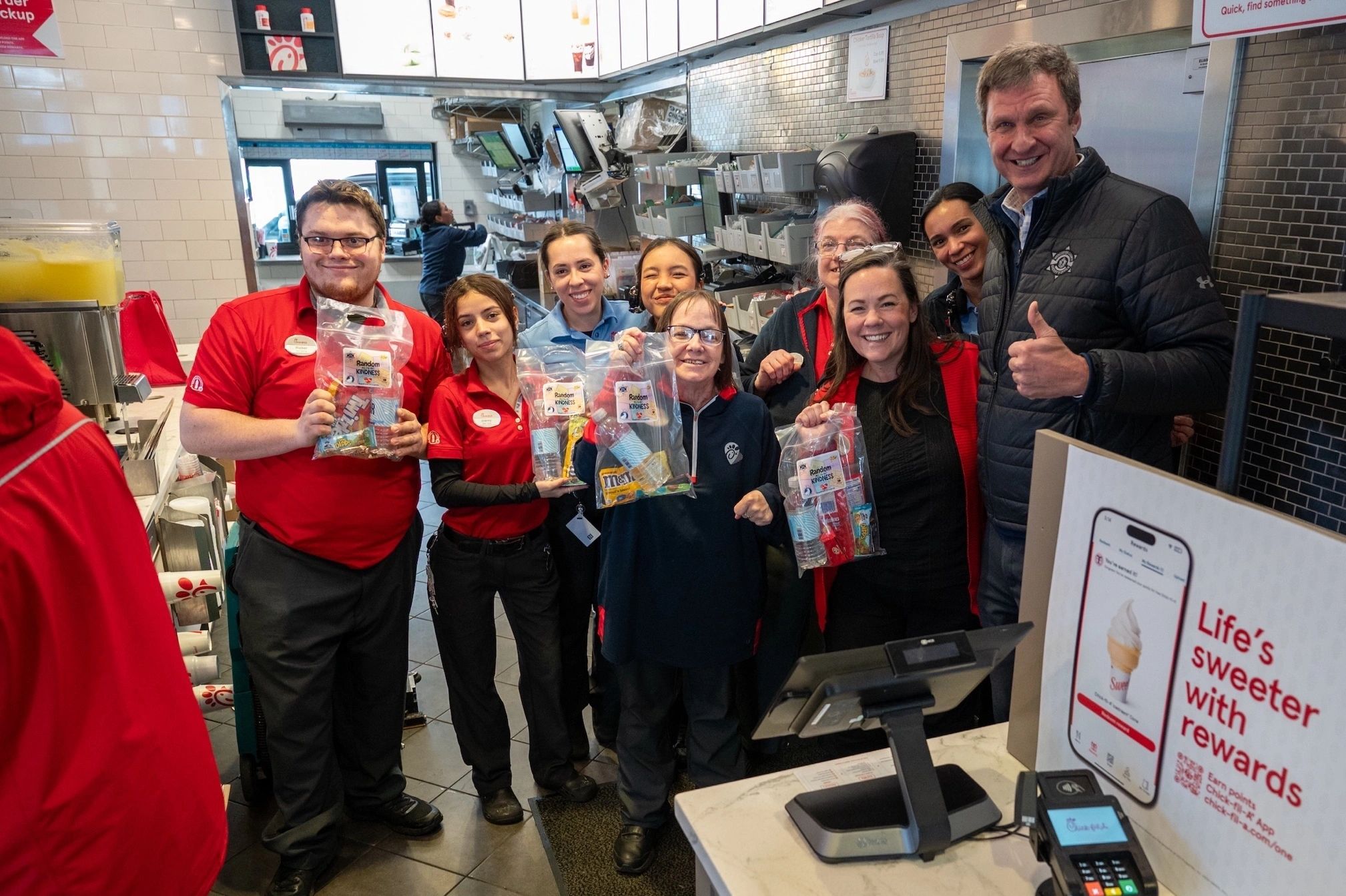 Chick-fil-A on Gold Star Blvd. received a visit from Sheriff Evangelidis and his teams for their Random Acts of Kindness initiative (photo courtesy)