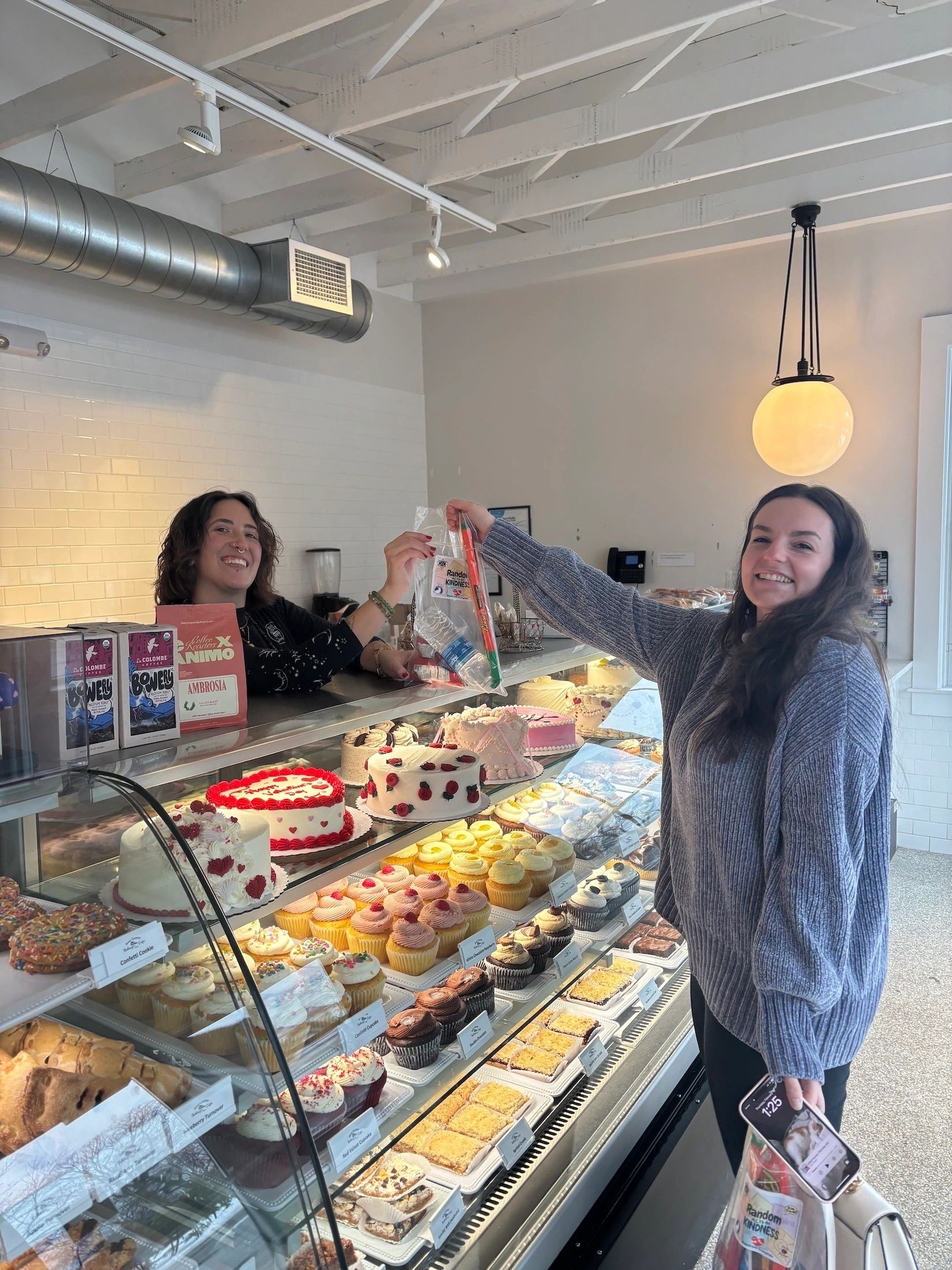 Worcester County Sheriff’s Office Staff drop off Random Acts of Kindness goody bags at Worcester’s Bean Counter Bakery and Café (photo courtesy)