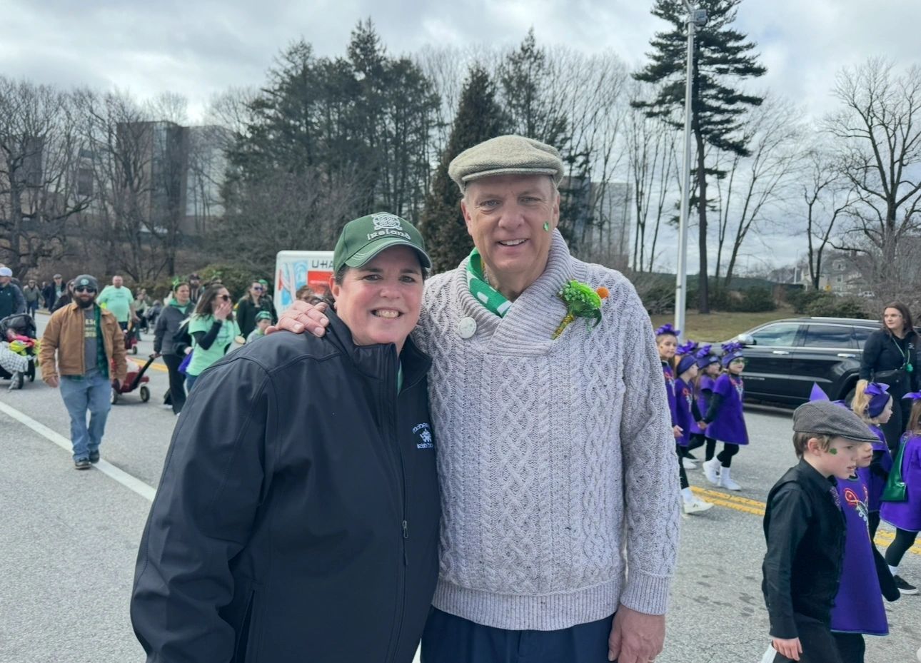 Clare McInerney-Gentilucci and Mayor Joseph Petty at the 2024 St. Patrick's Day parade in Worcester(photo submitted)