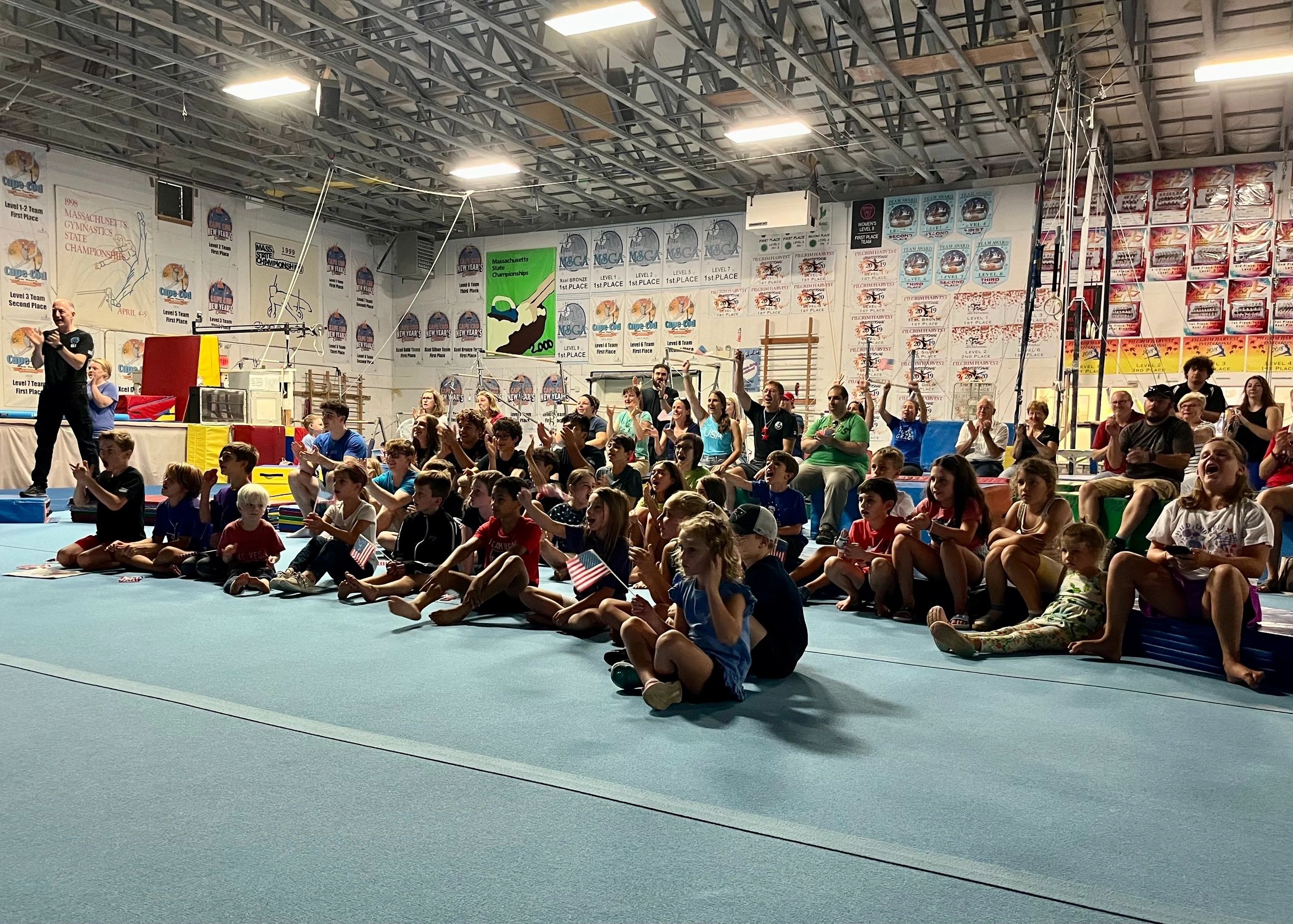 Supporters of Stephen Nedoroscik watch him compete atSterling Academy of Gymnastics. (Mike Vigneux photo)