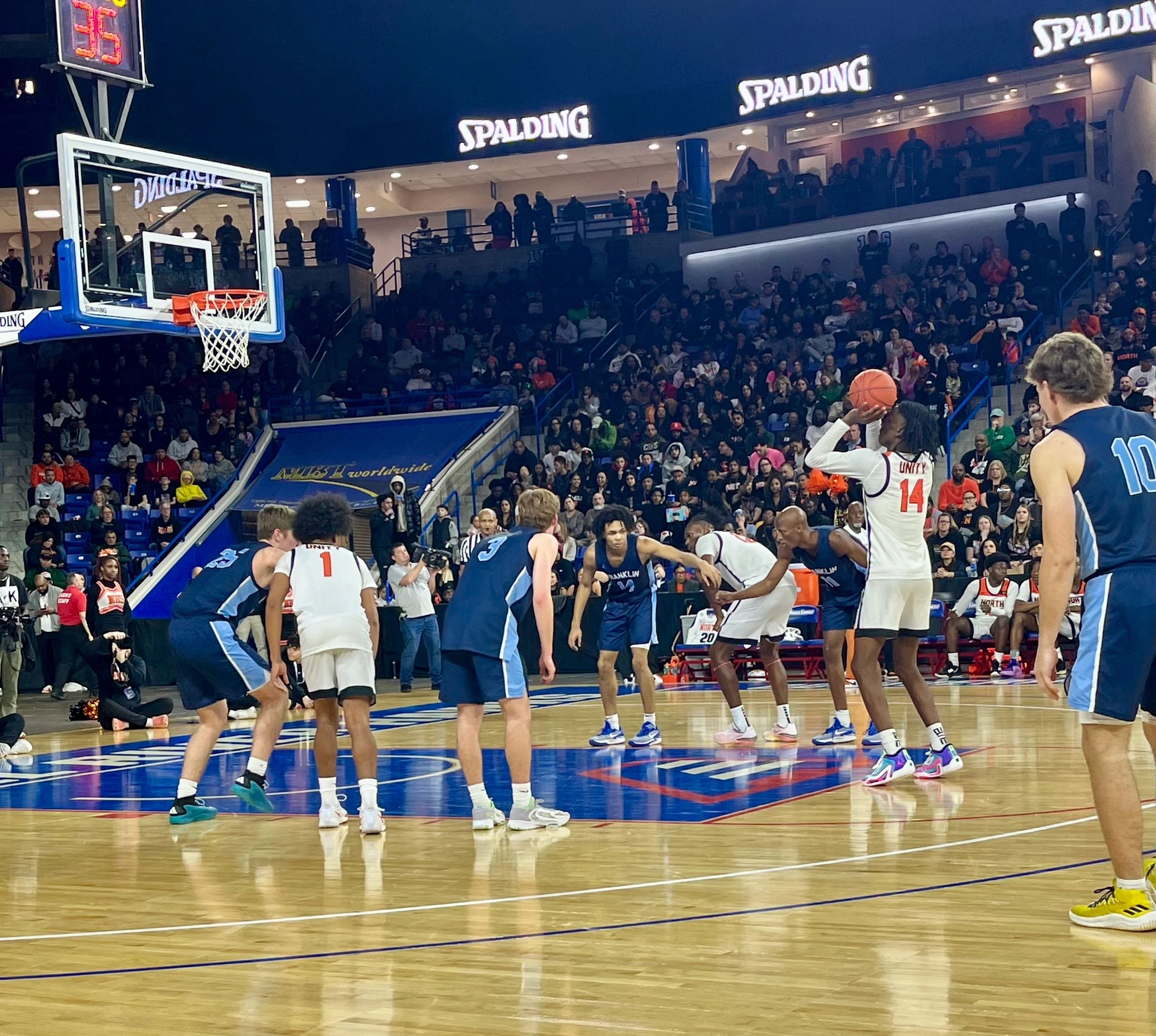 Senior Teshaun Steele takes a foul shot (photo by Mike Vigneux)