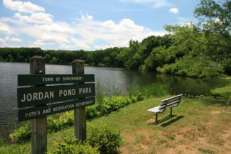 Officials say that Kevin Doherty was shot and killed on a path near Jordan Pond in Shrewsbury (photo by Town of Shrewsbury)