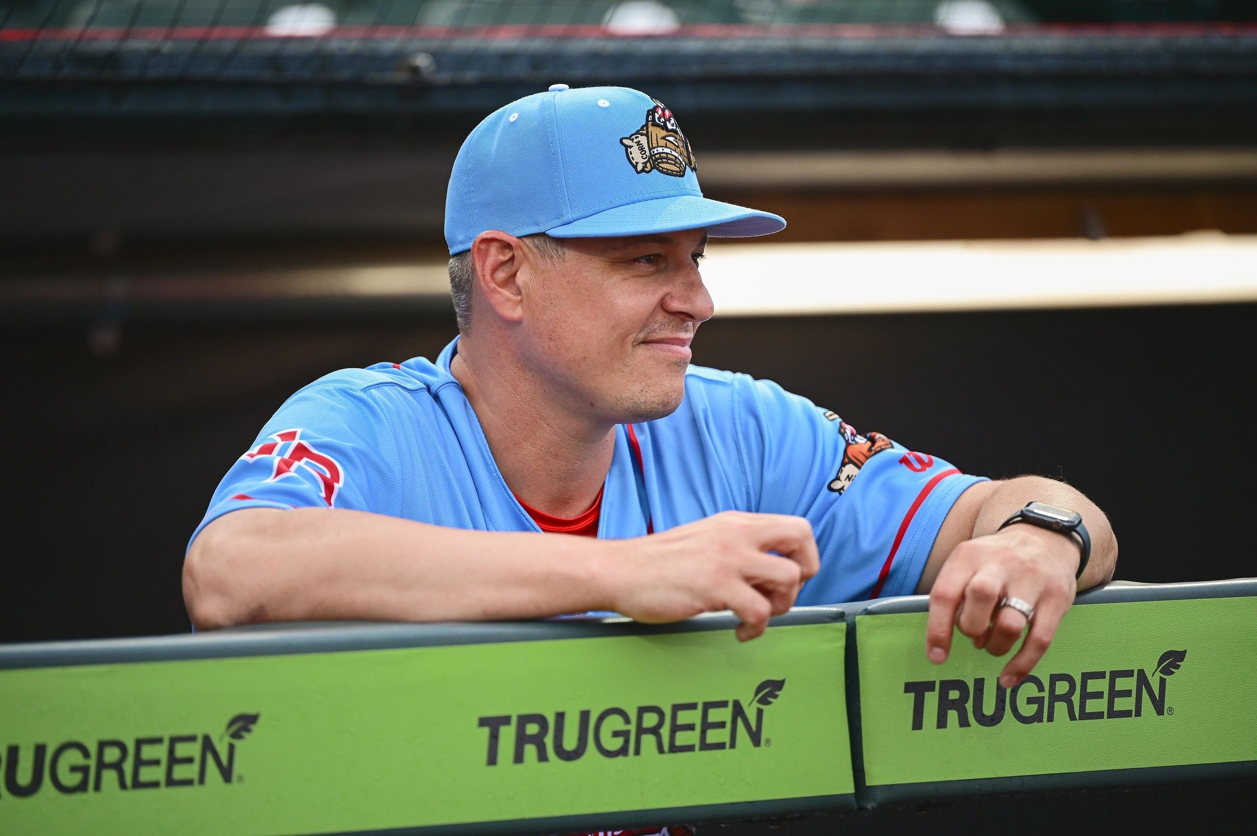 It is Bryan LaHair’s second season with Bats manager Pat Kelly, one of only seven men to win more than 2,000 games in the minor leagues (photo credit: Anna Rouch/Louisville Bats)