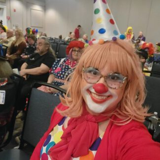 Kristy Collins earned her clowning certificate last week from the Northeast Clown Institute (photo by Kristy Collins)