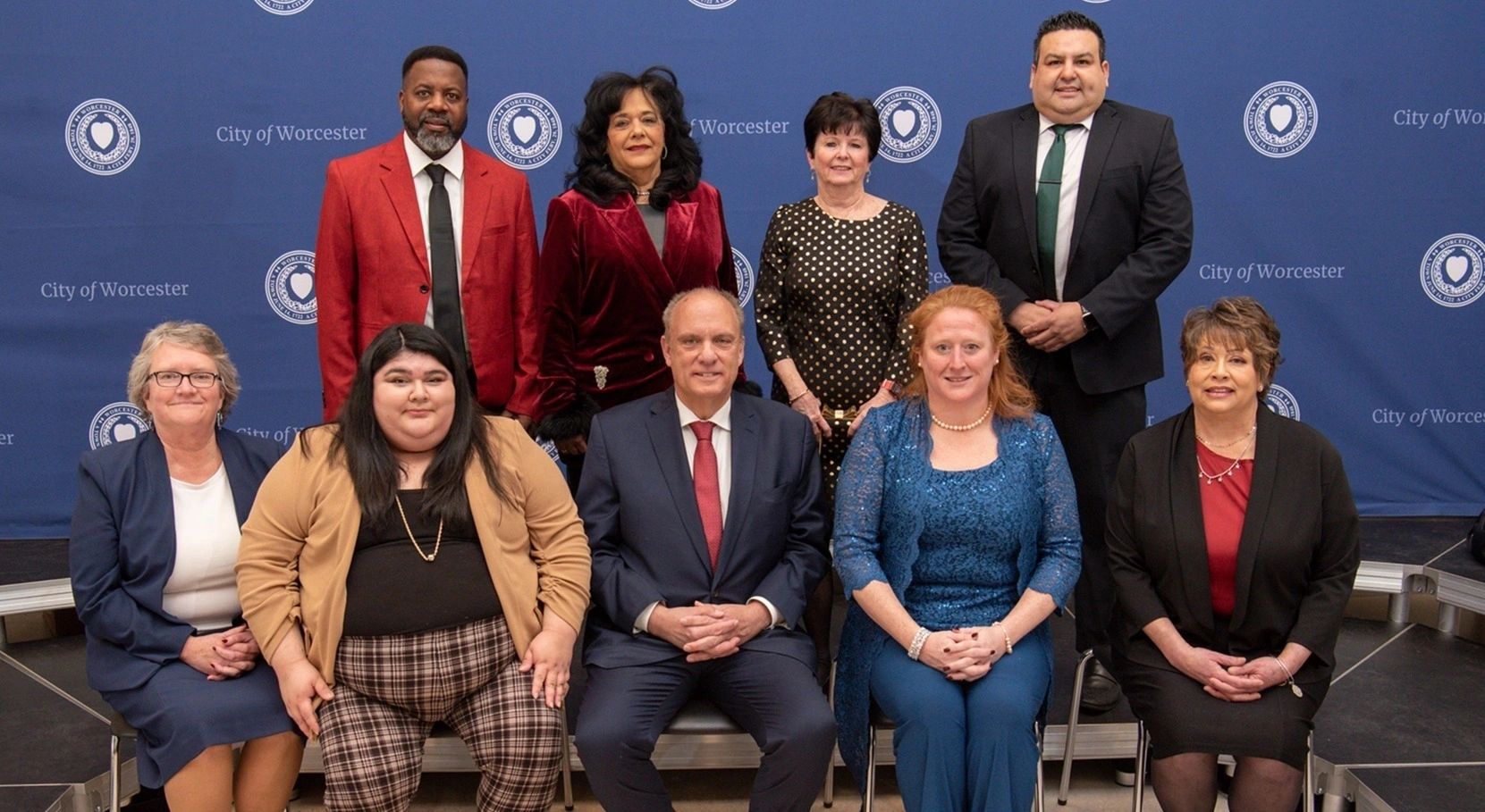 Several school committee members are running for re-election in November. Back row (from left): Jermaine Johnson