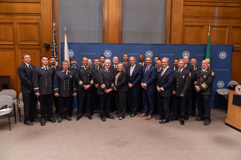 Worcester firefighters promoted, honored at City Hall ceremony
