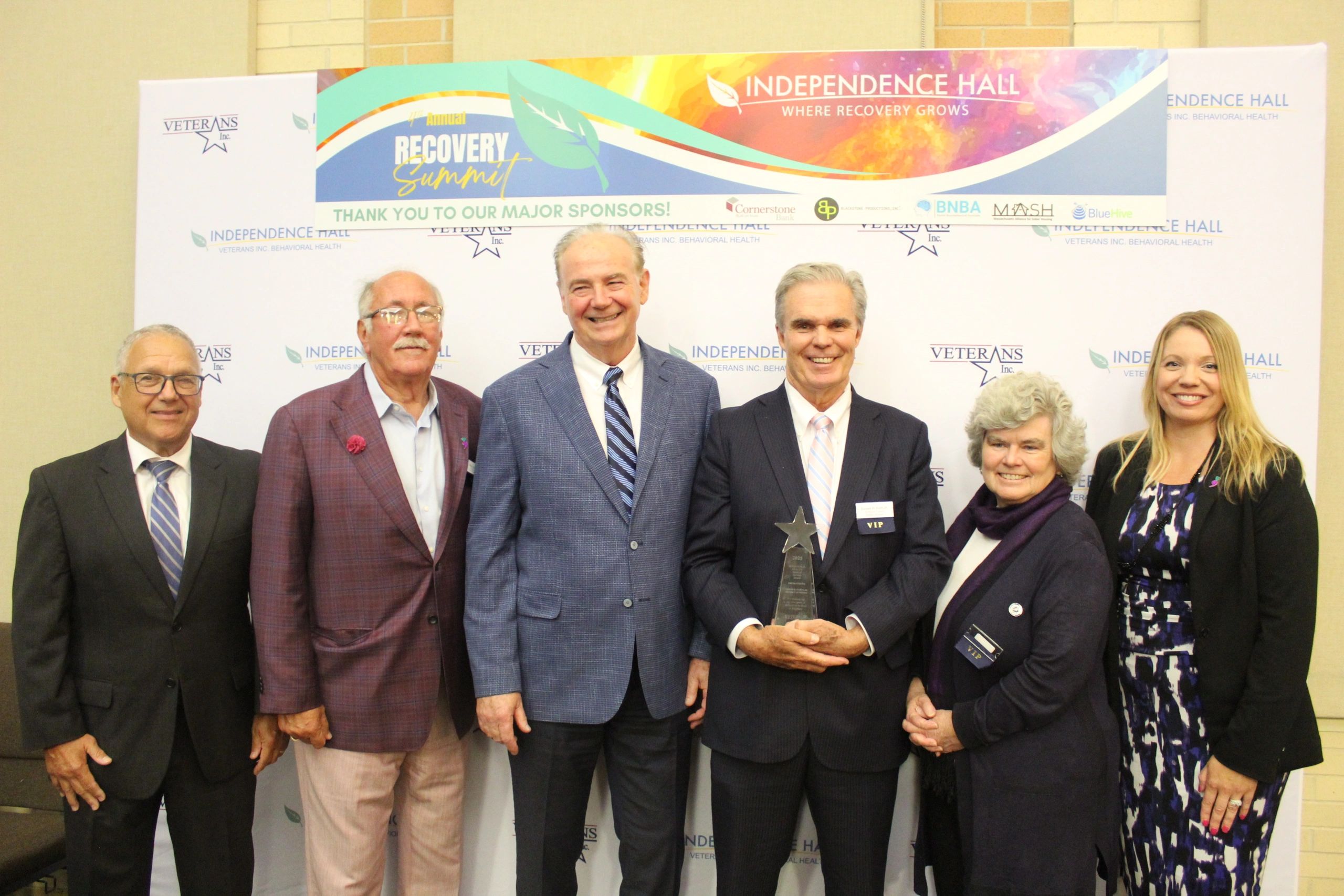 District Attorney Joseph D. Early Jr. accepts the Behavioral Health Spirit of Service Award at Veterans Inc.’s Recovery Summit in Shrewsbury (photo submitted)