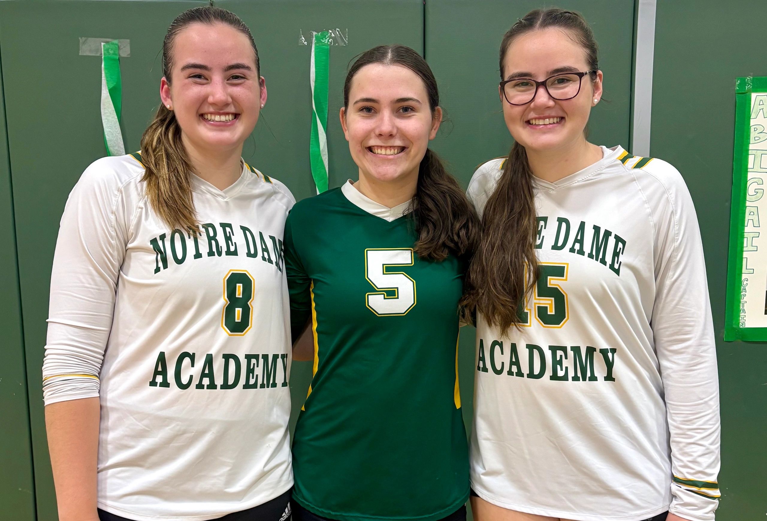 (L to R) Tri-captains Abigail Ives, Addison Cutting and Charlotte Ives (photo by Mike Vigneux)